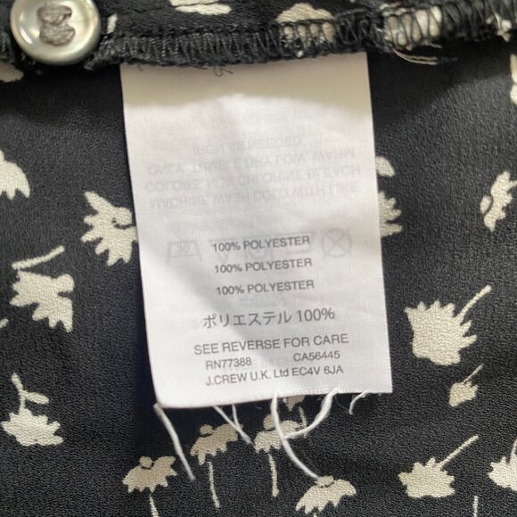 J. Crew Black White Floral Blouse Women’s Size L Long Sleeve Career Office - Picture 4 of 5